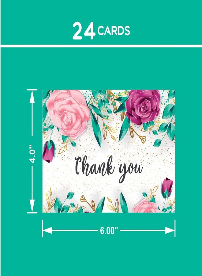 Rousrie ( Pack of 24 Blank Thank You Cards With Envelopes (Size - 6 Inches × 4 inches) For Return Gifts, Wedding, Colleagues, Notecards, Greeting Cards (Design 4) - Image 2